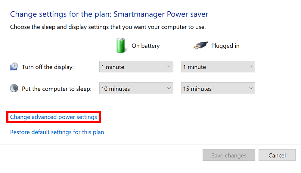 Change advanced power plan settings Change advanced power plan settings